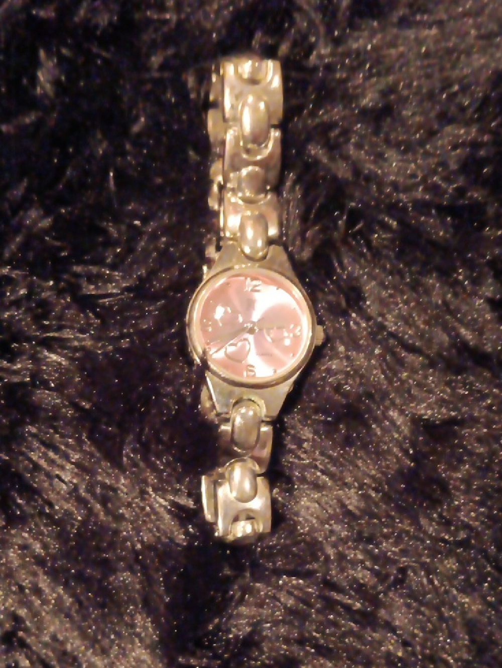 Faded Glory Silver Bracelet Watch with Pink Dial
